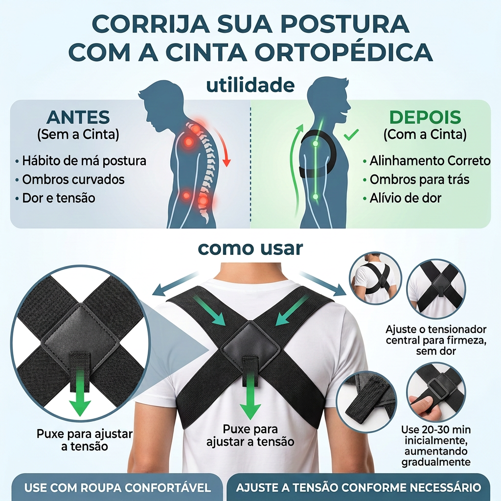 CORRETOR POSTURAL UNISSEX - POSTURA QUE TRANSFORMA SUA VIDA!